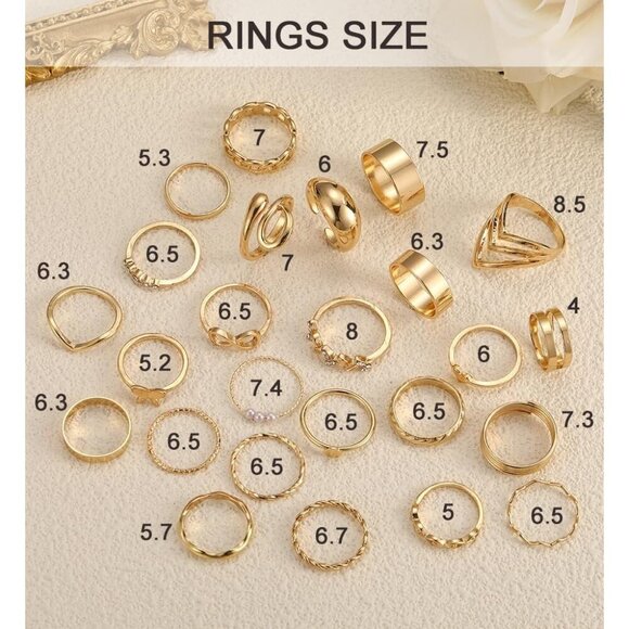 25 Pcs Gold Knuckle Ring Set for Women Stackable Midi Rings Jewelry Gift - Picture 9 of 9